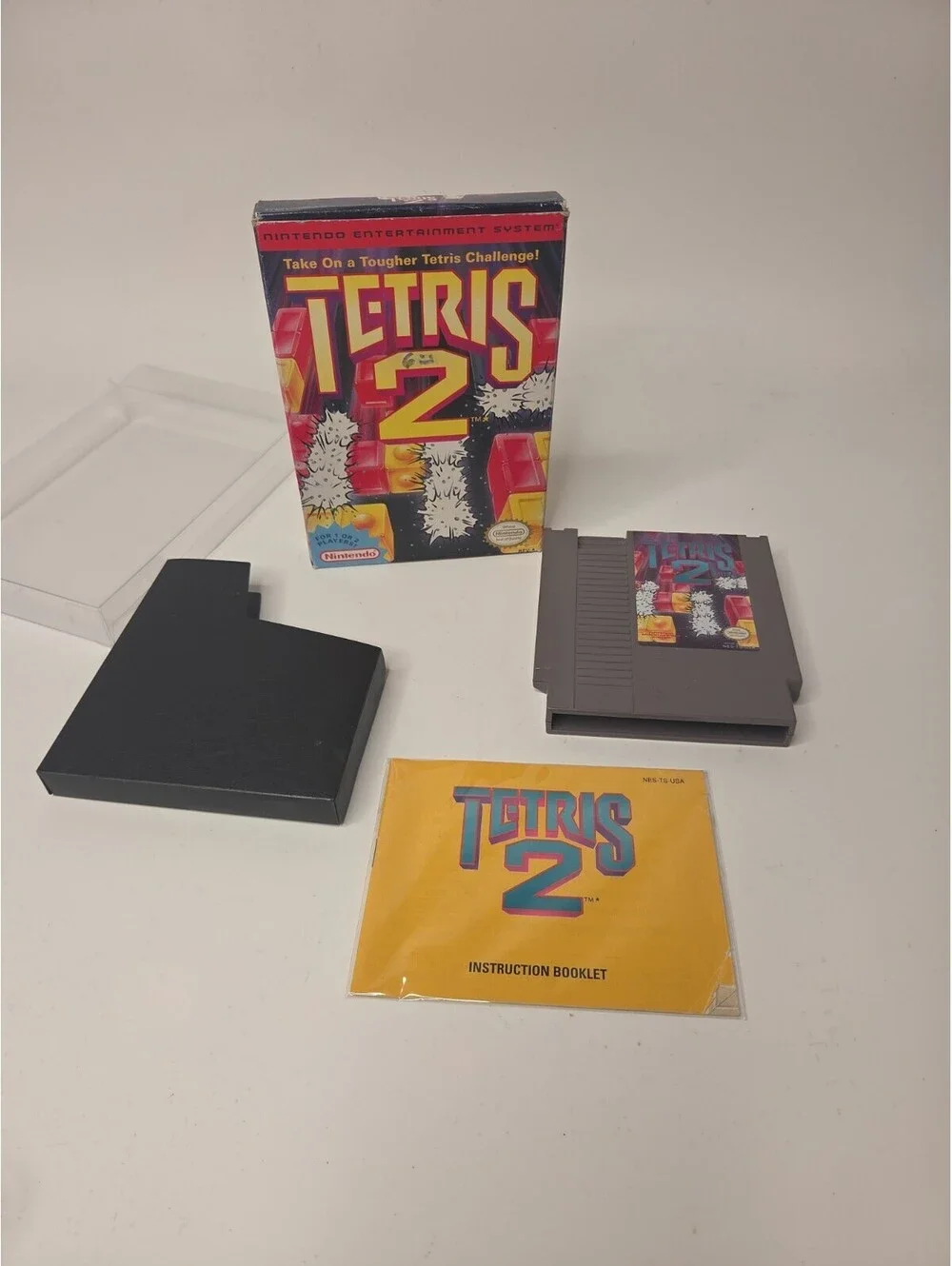 Tetris 2 Nintendo NES 1993 Holder Box Game Poster Manual Book COMPLETE
